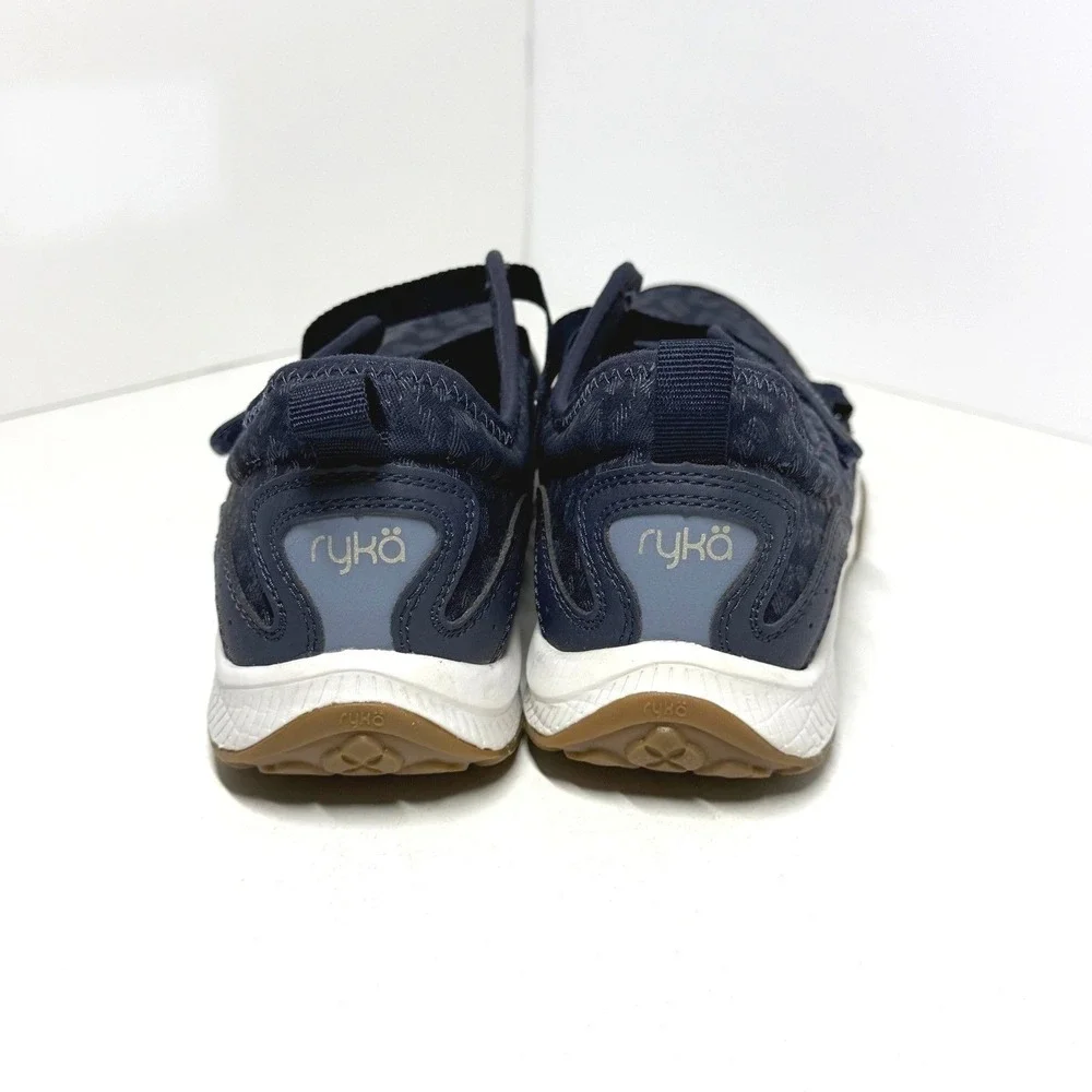 Rykä Kailee Navy Blue Leopard Mesh Mary Jane Walking‎ Shoes Womens 10M